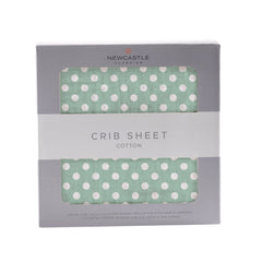 Jade Polka Dot Cotton Muslin Crib Sheet