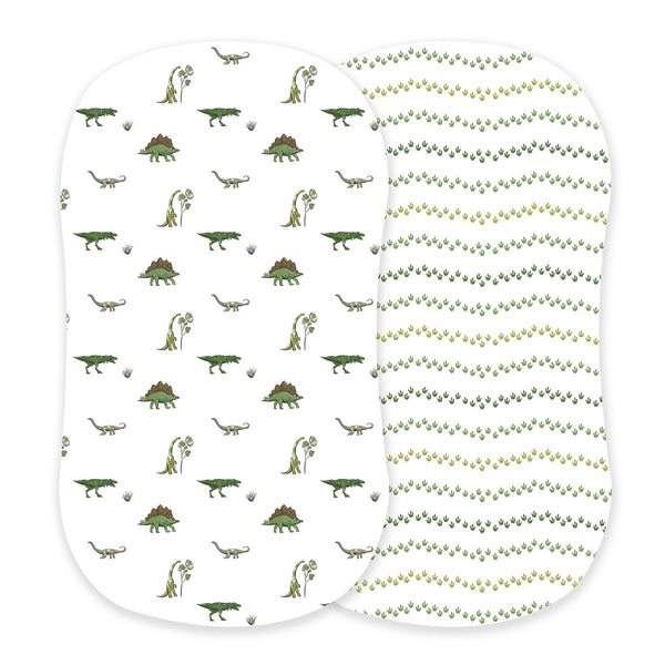 Dino Days and Dino Feet Cotton Bassinet Sheets