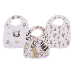 On The Savannah Bamboo Muslin Snap Bib - Set of 3